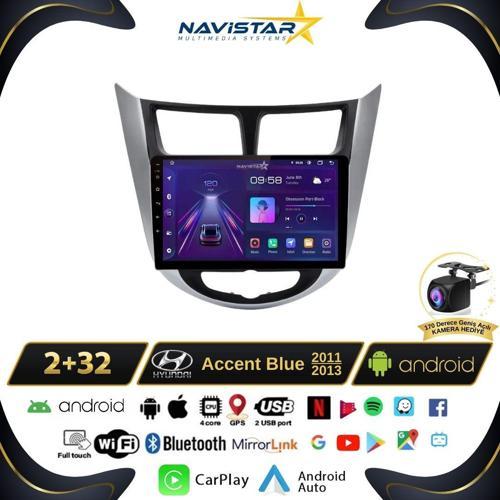 Hyundai  Accent Blue 2011-2013 Model 2+64GB Android 13 Kablosuz Carplay Navigasyon Multimedya Sistemi