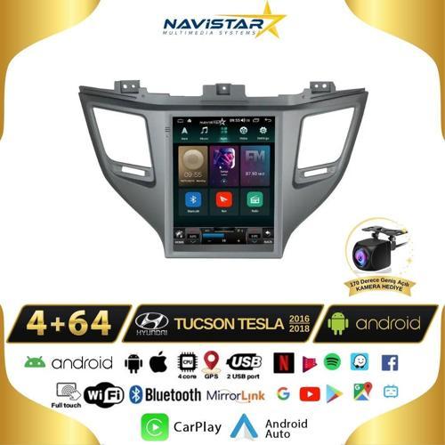 Hyundai Tucson Tesla 4GB + 64GB 2016-2018 Model Kablosuz Carplay Navigasyon Qled Multimedya Sistemi