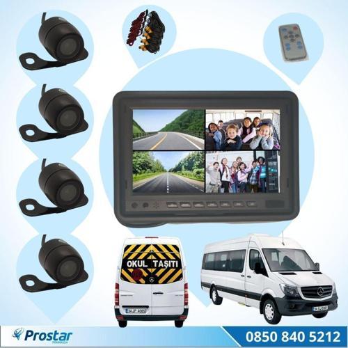 Okul ve Servis Taşıtları Dört Kameralı 7&quot; Ekranlı 4 Kamera Dahil Full Set
