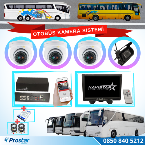 Otobüsler Için Kayıtlı 4 Kameralı 320 Gb Harddiskli Kamera Seti