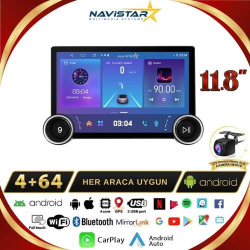 Seat ibiza 11.8&quot; Dual Knob 4GB + 64GB 2008-2015 Model Android 13 Kablosuz Carplay Navigasyon Multimedya Sistemi