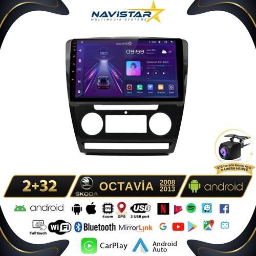 Skoda Octavia 2008-2013 Model 2+64GB Android 13 Kablosuz Carplay Navigasyon Multimedya Sistemi