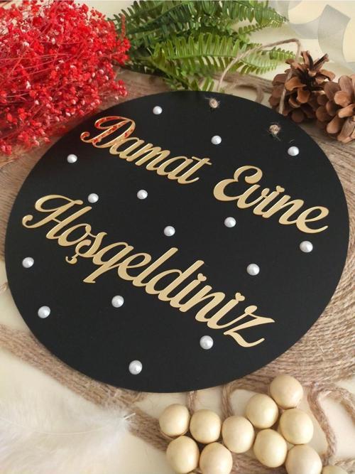 Damat Evine Hoşgeldiniz Yazılı İncili Kapı Süsü Düğün Nişan Söz Özel Gün