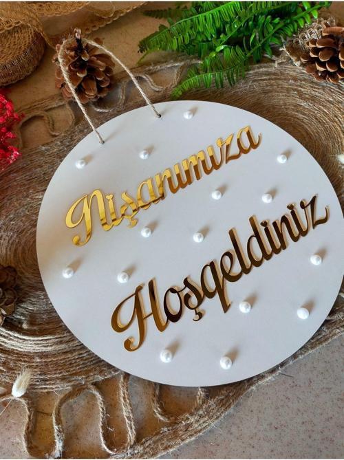Nişanımıza Hoşgeldiniz Yazılı İncili Kapı Süsü Düğün Nişan Söz Özel Gün