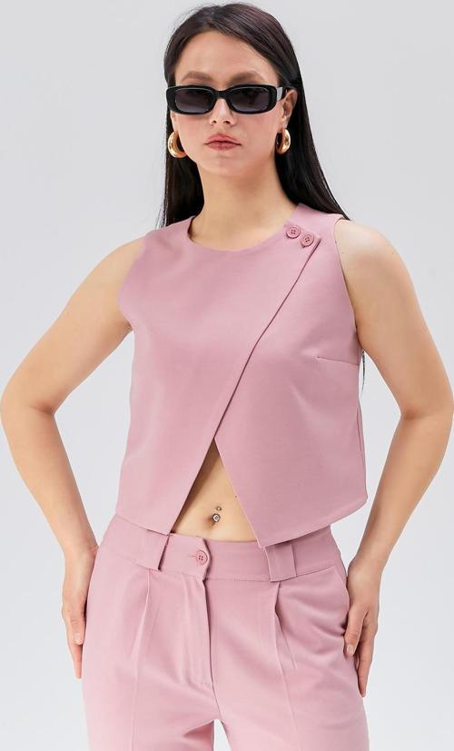 Kadın Regular Astarlı Omuzdan Düğmeli Yelek