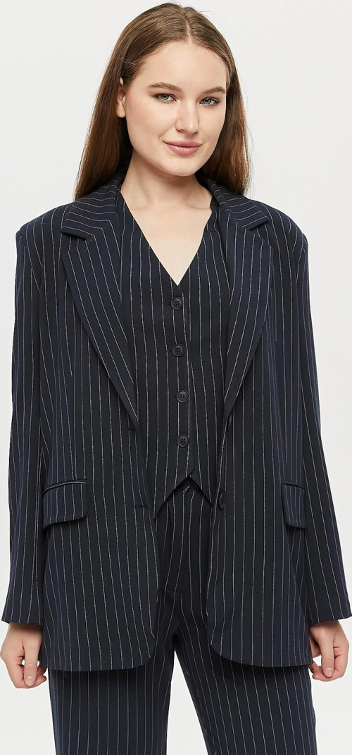 Kadın Regular Astarlı Dokuma Çizgili Blazer Ceket