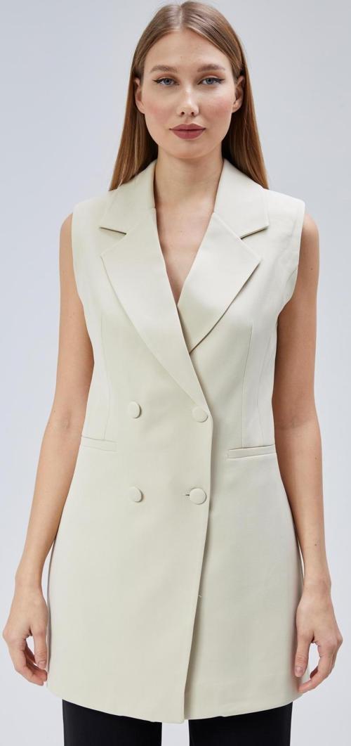 Kadın Uzun Kruvaze Dokuma Yelek