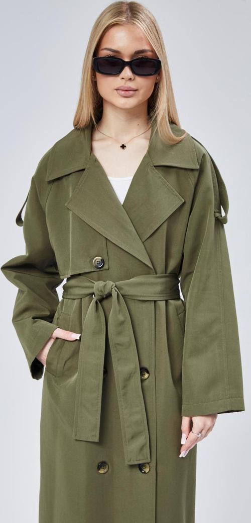 Kadın Oversize Astarlı Uzun Trençkot