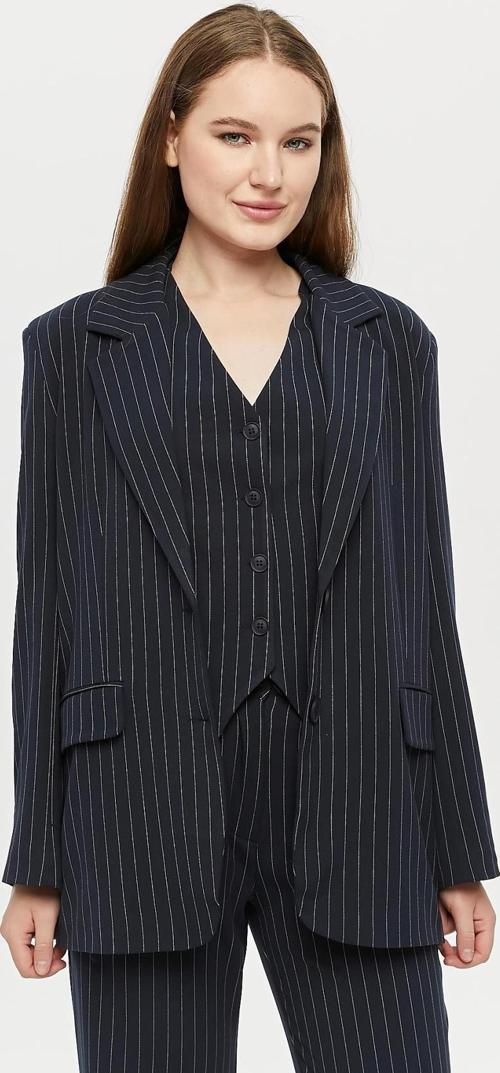 Kadın Regular Astarlı Dokuma Çizgili Blazer Ceket