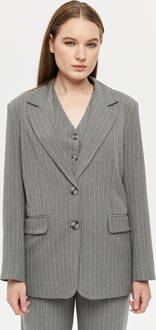 Kadın Regular Astarlı Dokuma Çizgili Blazer Ceket