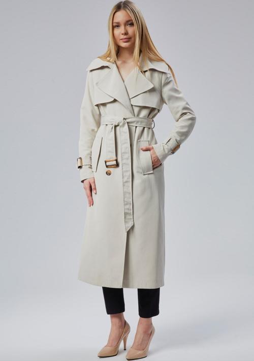 Kadın Kemerli Rüzgarlık Detaylı Uzun Trençkot