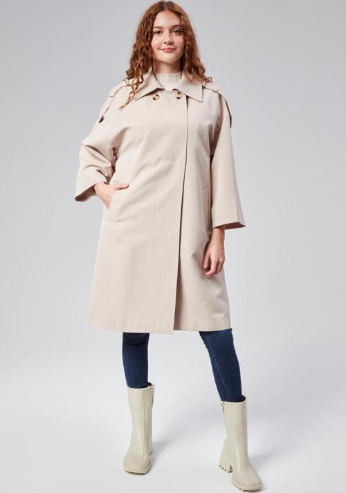 Kadın Oversize Astarlı Dokuma Trençkot