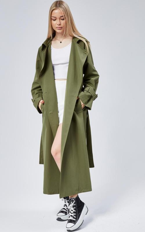 Kadın Oversize Kuşaklı Trençkot