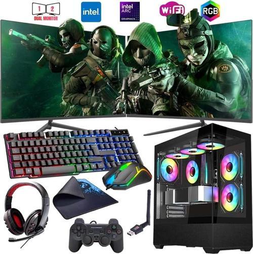i5 14400F 16GB DDR4 1TB m2 12GB ARC B580 Çift 24" Monitörlü Oyun Bilgisayarı (Gaming SET)