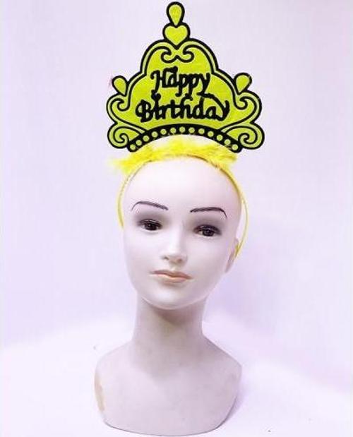 Happy Birthday Neon Sarı Taç