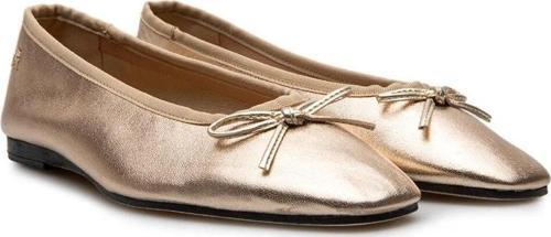 Kadın Altın Deri Balerin Babet