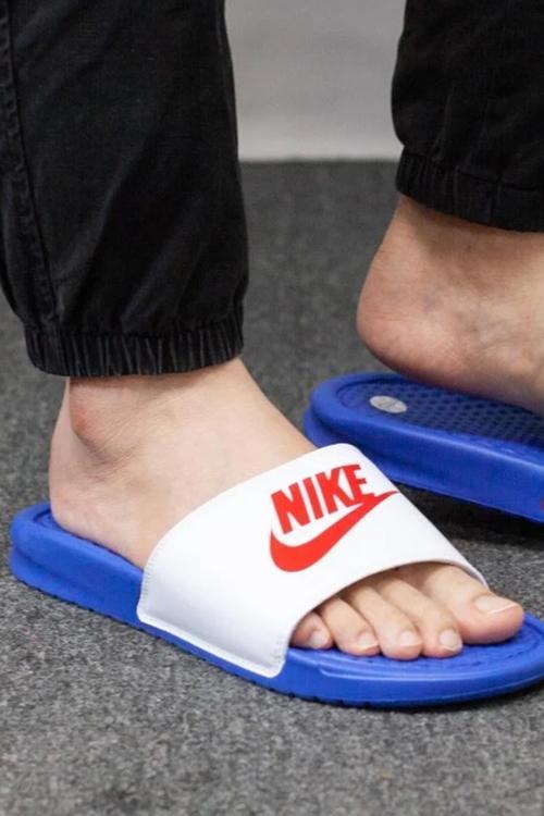 Futura Benassi Slide Blue-White-Red Unisex Mavi-Beyaz Terlik Tek Bantlı