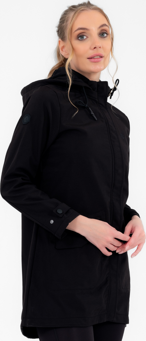 Siyah Çıkarılabilir Kapüşonlu 2 Cepli Su Ve Rüzgar Geçirmez Kadın Softshell Mont 6331