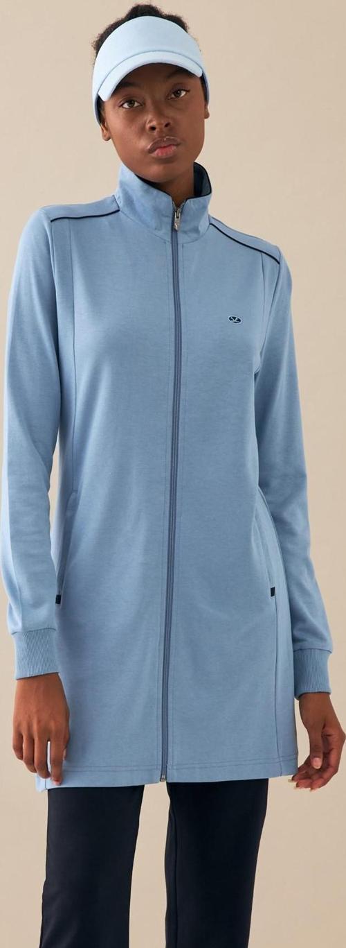 Soluk Denim Kadın Dik Yaka Nefes Alabilen Modal Kumaş 4 Mevsim Spor Tunik Eşofman Takım 6725