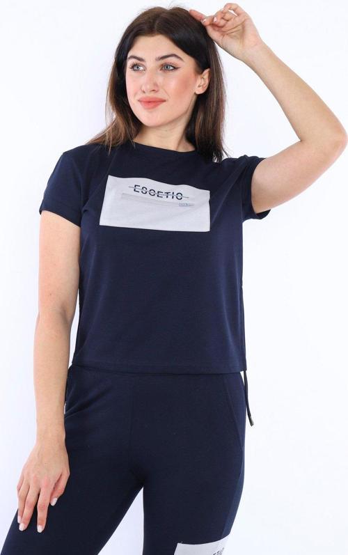 Lacivert Kadın Dokuma Detaylı ABD Pike Nefes Alan T-shirt Takım A3004