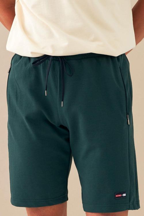 Yeşil Erkek Casual Rahat Kalıp Nefes Alabilen Pamuklu Drops İnterlok Kumaş Spor Şort B1511