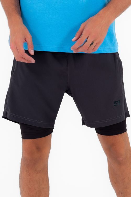 Koyu Gri Erkek İçi Kendinden Taytlı 3 Cepli Deniz Fitnes Spor Likra Şort B1326
