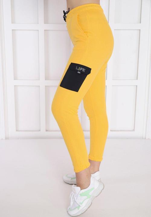 Sarı Kadın Dar Lastikli Paça Nefes Alan ABD Pike Spor Slimfit Eşofman Altı B1201