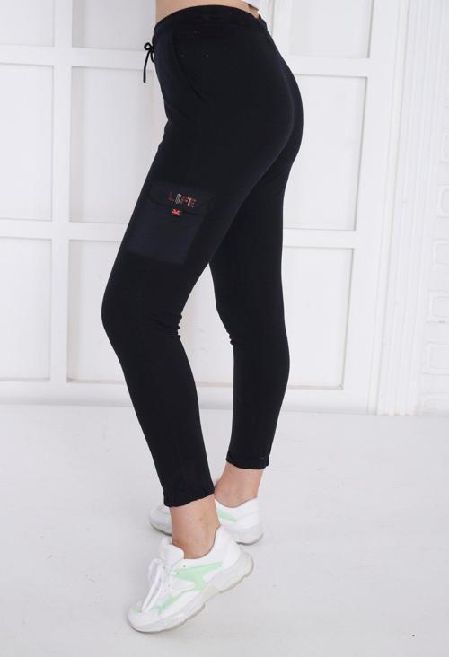 Lacivert Kadın Dar Lastikli Paça Nefes Alan ABD Pike Spor Slimfit Eşofman Altı B1201