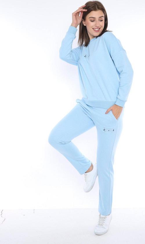 Gök Mavisi Kadın 3 İplik Nefes Alabilen Spor Casual Sweat Eşofman Takımı A3050