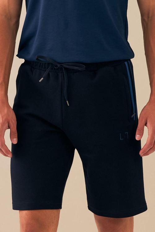 Lacivert Erkek Casual Rahat Kalıp %100 Pamuk Nefes Alabilen Petek Süprem Kumaş Spor Şort B1540