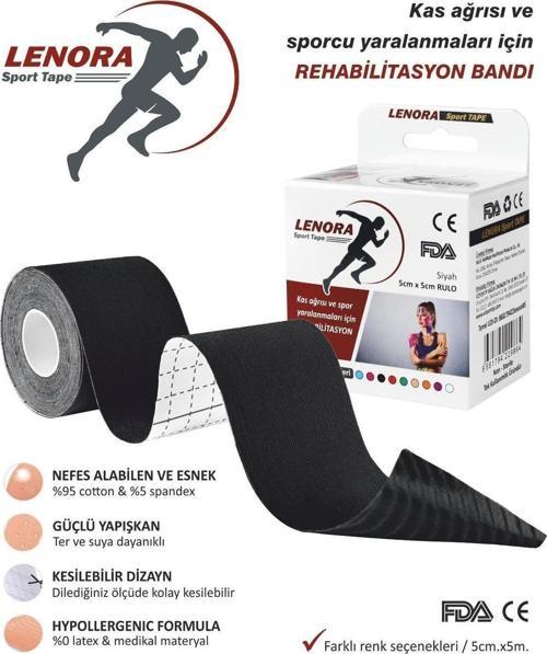 Kinesiology Ağrı Bandı Siyah 5 Metre X 5 Cm Sporcu Bandı