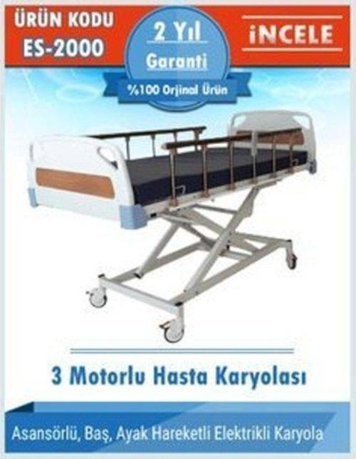 3 Motorlu Asansörlü Hasta Karyolası
