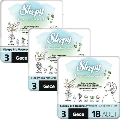 Bio Natural Premium Plus Hijyenik Ped Gece 18 Adet x 3 Adet