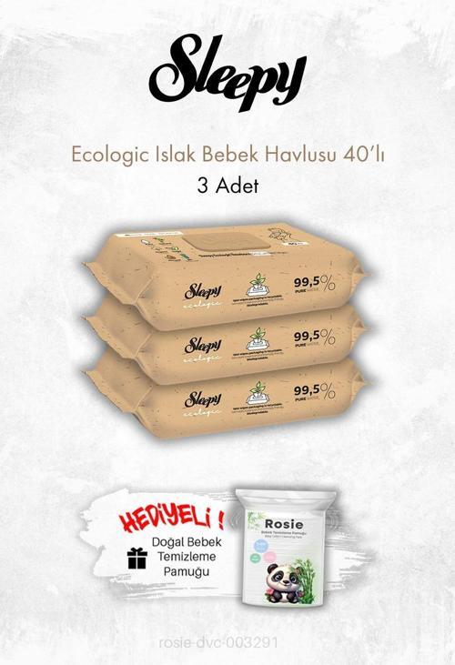 Ecologic Yenidoğan Islak Bebek Havlusu 40'lı X 3 ve ROSIE