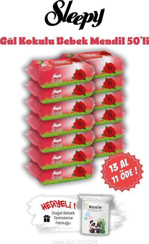 Gül Kokulu 13 AL 11 ÖDE Islak Bebek Mendil 50'li ve ROSIE