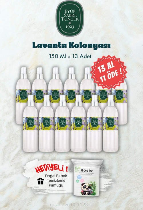 150 ML 13 AL 11 ÖDE Lavanta Kolonyası ve ROSIE Hediye