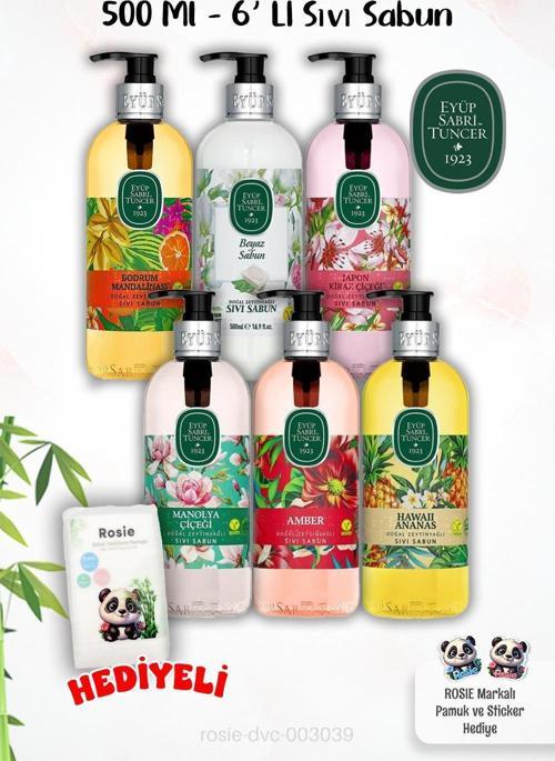 500 Ml 6'lı Sıvı Sabun Karma Paket ve ROSİE Hediyeli