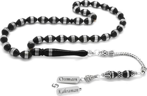 925 Ayar Gümüş İsme Özel Püsküllü Arpa Kesim Metal Sarmal Kuka Tesbih