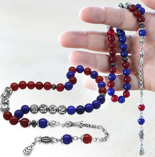 Kararmaz Metal Arnavut Zincir Püsküllü Küre Kesim Kişiye Özel İsim Yazılı Bordo Mavi Jade Doğaltaş Taraftar Tesbih