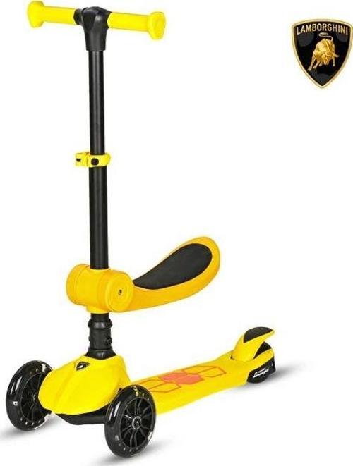 Lisanslı L5 2in1 Katlanabilir Oturaklı Işıklı 3 Tekerlekli Çocuk Scooter Sarı