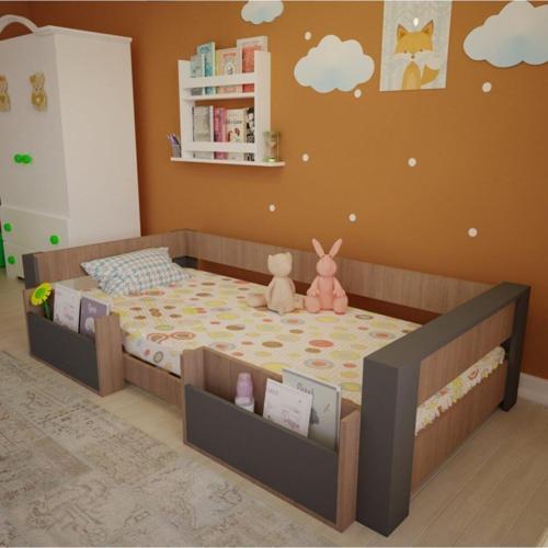Vega Montessori Suntalam Karyola Antrasit - Ceviz Cepli 90X190 Yatak Uyumlu M 2003