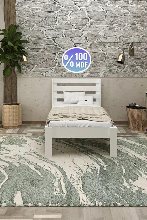 Tiwiti Mdf Still Tek Kişilik Beyaz Mdf Genç Karyola Msty-1 90X190 Yatak Uyumlu