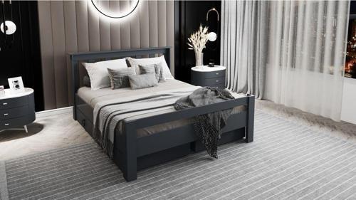 Arya Çift Kişilik 160X200 Yatak Uyumlu Antrasit Çekmeceli Karyola