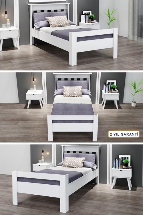 Still 120X200 Yatak Uyumlu Tek Kişilik Beyaz Mdf Karyola Msty-120X200