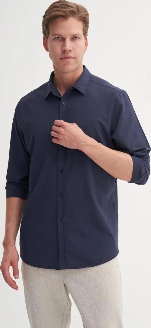 Regular Fit Dokuma Viscon Uzun Kol Gömlek