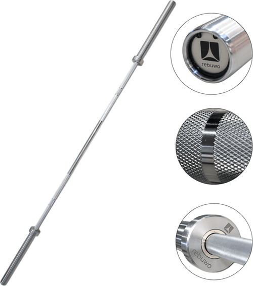 Ağırlık Halter Barı 220 CM 8 Rulmanlı İçi Dolu Düz Krom Halter Antrenman Barı