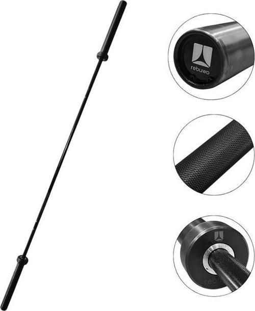 Ağırlık Halter Barı 220 CM 8 Rulmanlı İçi Dolu Düz Krom Halter Antrenman Barı Siyah