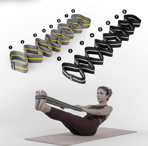 Sekiz Kademeli Pilates Bandı Direnç Bandı Yoga Lastiği Esneme Kayışı Seti