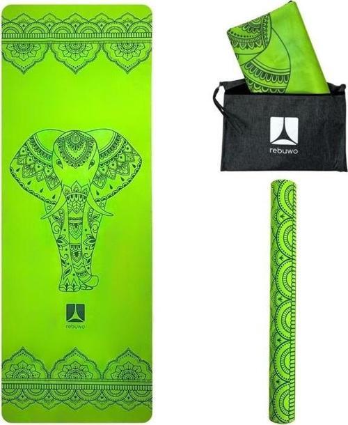 Seyahat Yoga Matı Katlanabilir Doğal Kauçuk Mat 1mm Desenli Yeşil
