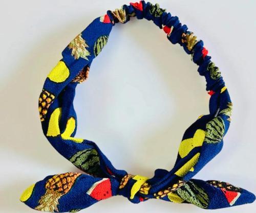 KUMAŞ ANANAS KARPUZ LİMON DESENLİ FİYONK SAÇ BANDI